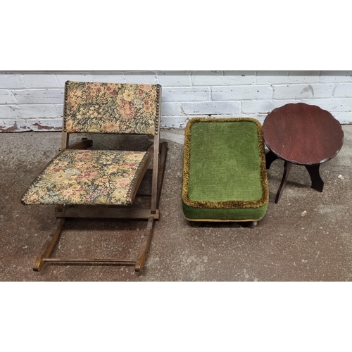 362 - Edwardian nanny chair, a footstool and a table (3)