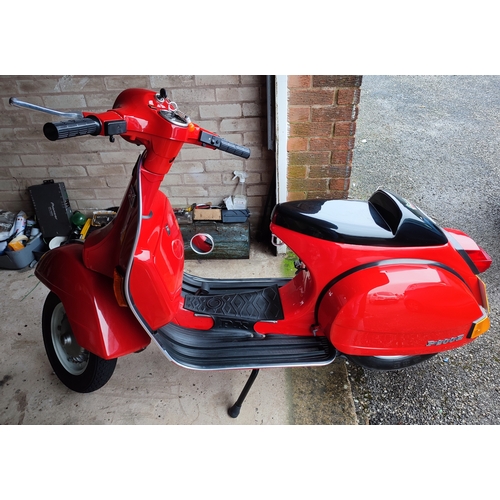 525 - Vespa P200E scooter, 1980's, 200cc, Petrol, 525 miles, 12 months MOT, Fully restored engine and body... 