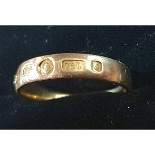 16 - Unusual 18ct London hallmarked gold ring with hallmarks on the outer side, by B Bros believed to be ... 