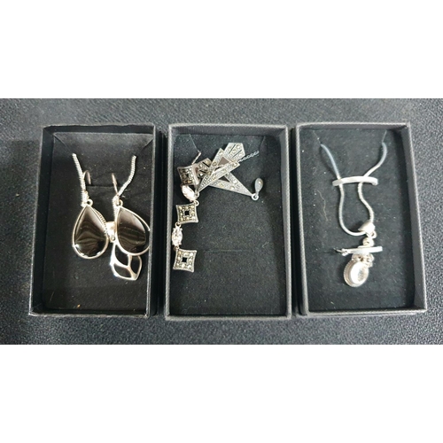 25 - Three boxes, silver nacklaces with associated pendents (3)