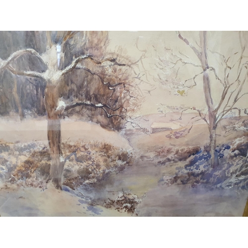 1178 - Charles Martin, early 20thC winter scene watercolour in a fine gilt mount and frame