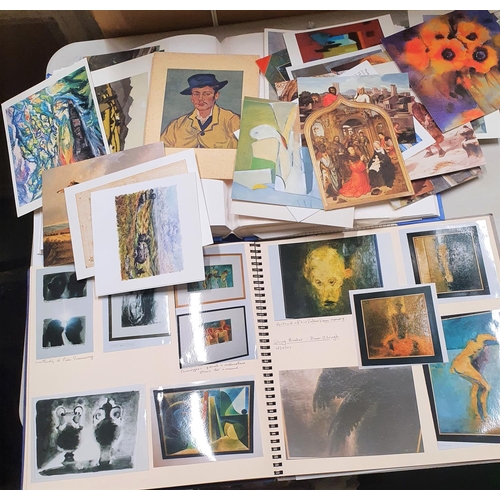 1180 - Two art related scrap books, one containing a quantity of artists related blank postcards (2)