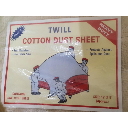 1185 - Two, bagged, as new, Twill, heavy duty cotton dust sheets (2)