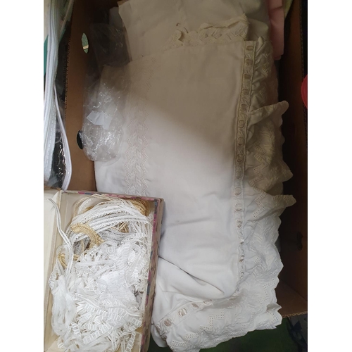 1201 - Box full of vintage clean linen etc (Qty)