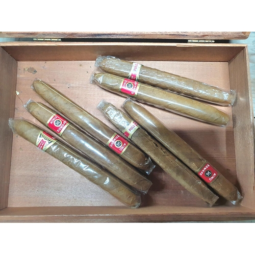 1148 - Wooden King Edward cigar box containing 7 wrapped Invincible de Luxe King Edward cigars