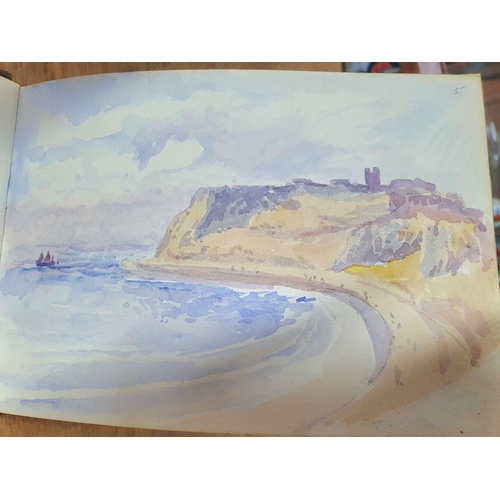 127 - Watercolour sketchbook from 1900 to 1920, 32 watercolour and pencil sketches, mainly coastal scenes,... 