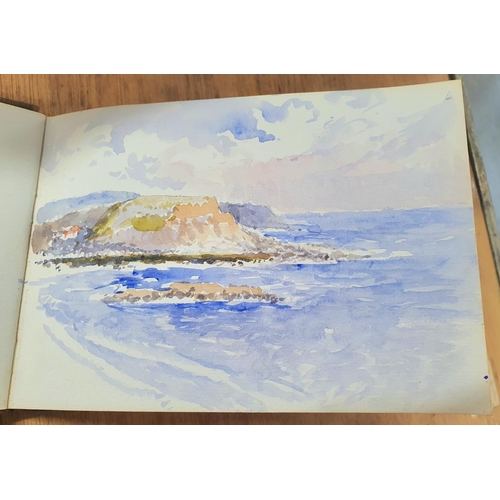 127 - Watercolour sketchbook from 1900 to 1920, 32 watercolour and pencil sketches, mainly coastal scenes,... 