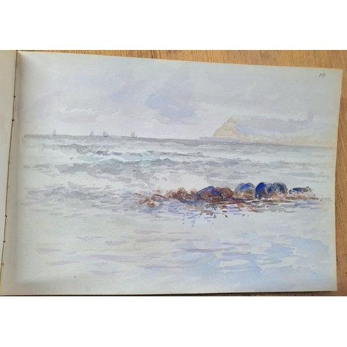 127 - Watercolour sketchbook from 1900 to 1920, 32 watercolour and pencil sketches, mainly coastal scenes,... 