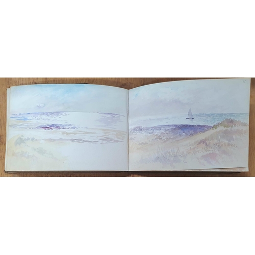 127 - Watercolour sketchbook from 1900 to 1920, 32 watercolour and pencil sketches, mainly coastal scenes,... 