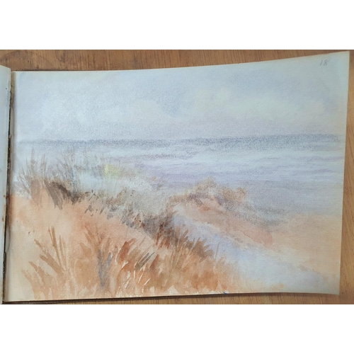 127 - Watercolour sketchbook from 1900 to 1920, 32 watercolour and pencil sketches, mainly coastal scenes,... 