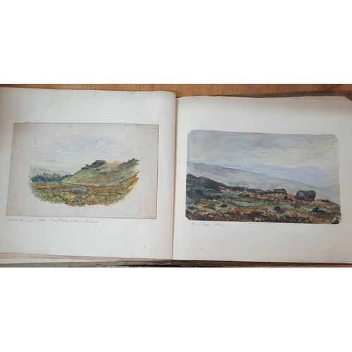 143 - Victorian watercolour sketchbook from the 1880s to early 20thC, approx 60 watercolours, mainly north... 