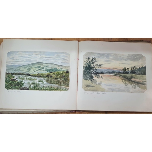 143 - Victorian watercolour sketchbook from the 1880s to early 20thC, approx 60 watercolours, mainly north... 