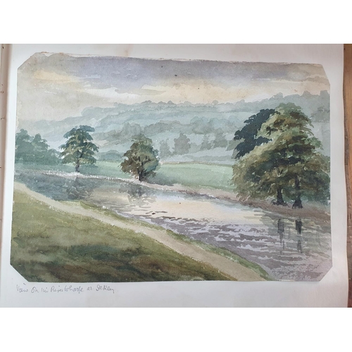 143 - Victorian watercolour sketchbook from the 1880s to early 20thC, approx 60 watercolours, mainly north... 