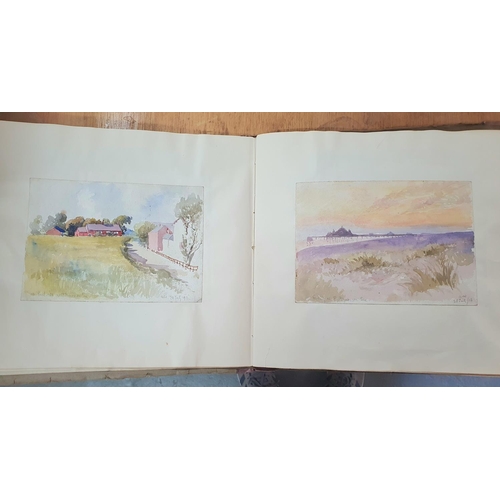 143 - Victorian watercolour sketchbook from the 1880s to early 20thC, approx 60 watercolours, mainly north... 