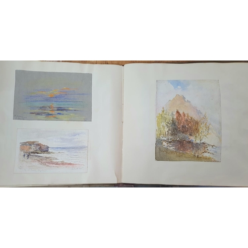 143 - Victorian watercolour sketchbook from the 1880s to early 20thC, approx 60 watercolours, mainly north... 