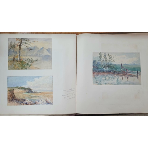 143 - Victorian watercolour sketchbook from the 1880s to early 20thC, approx 60 watercolours, mainly north... 