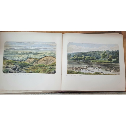 143 - Victorian watercolour sketchbook from the 1880s to early 20thC, approx 60 watercolours, mainly north... 