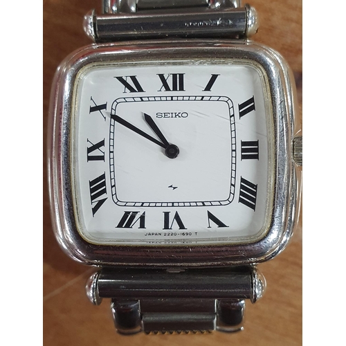 Seiko 2220-3580, square faced gents 885 silver case with stainless