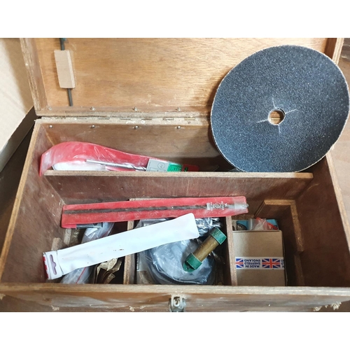 152 - Wooden tool box and contents