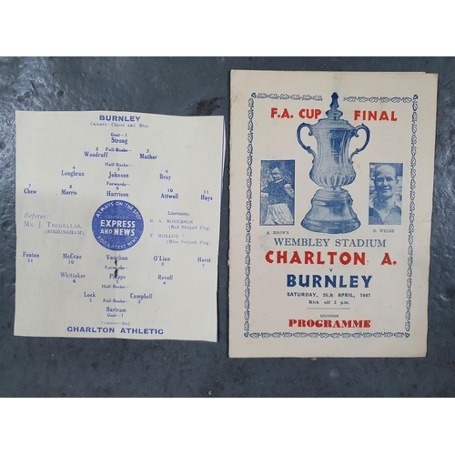 49 - 1947 FA CUP FINAL BURNLEY v CHARLTON ATHLETIC (PIRATE PROGRAMME printed by Victor Printing) together... 