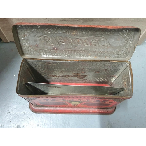 57 - Rare, Edwardian metal Jacob & Co Ltd biscuit tin which then doubles as a stationary desk top tidy