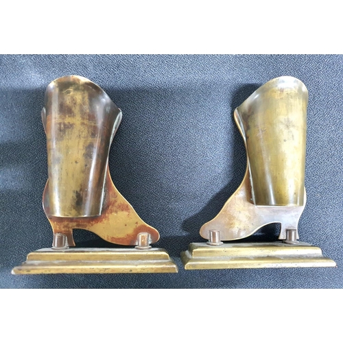 84 - Pair of antique brass bookends in the form of ladies ankle-boots