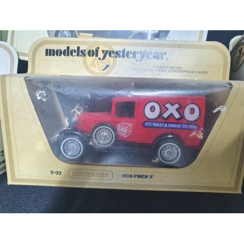 88 - Box of mainly boxed, die cast cars, vans, motorbikes etc mainly Matchbox examples (Qty)