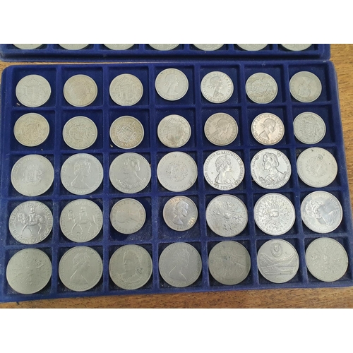 135 - Two trays of QEII commemorative coins and half crowns (70)