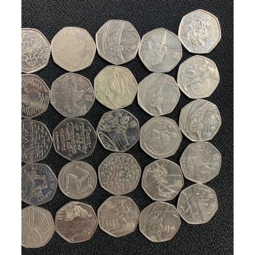 138 - 50ps With Rare Faces Including Commonwealth and Olympic (40 In Total)