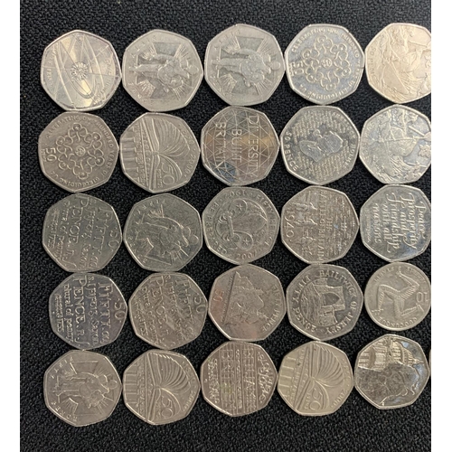 138 - 50ps With Rare Faces Including Commonwealth and Olympic (40 In Total)