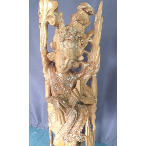 194 - Large, extensively carved, mid 20thC, south east Asian dancing lady

approx 70cm tall