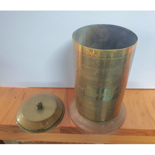 195 - WWI trench art, lidded and engraved preserve jar made from a shell