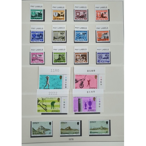 230 - Blue Jersey Channel Islands stamp album containing MU Jersey sets 1969 to 1989 including the 1969 de... 