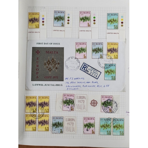 231 - Red stamp album containing Malta MM sets UM sets and FDC including rare 1972 