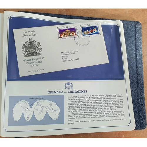 255 - Blue Postal Heritage Society stamp album QEII 1977 silver jubilee Commonwealth FDCs, countries A to ... 