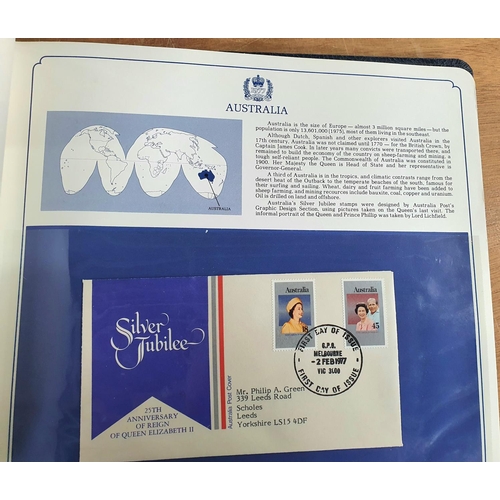 255 - Blue Postal Heritage Society stamp album QEII 1977 silver jubilee Commonwealth FDCs, countries A to ... 