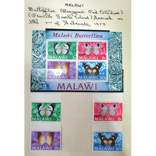 287 - Green album of mint mounted 1970s and 1980s Mauritius, Malta, Malawi etc sets, mini-sheets (Qty)