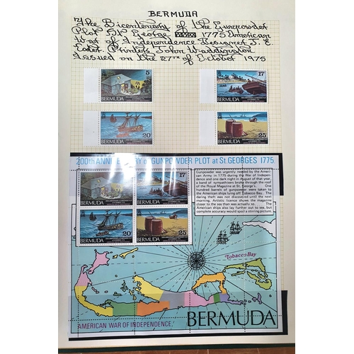 295 - Blue album filled with mainly 1968-1980 mint sets and mini-sheets from Barbuda, Bruni, Barbados, Bri... 