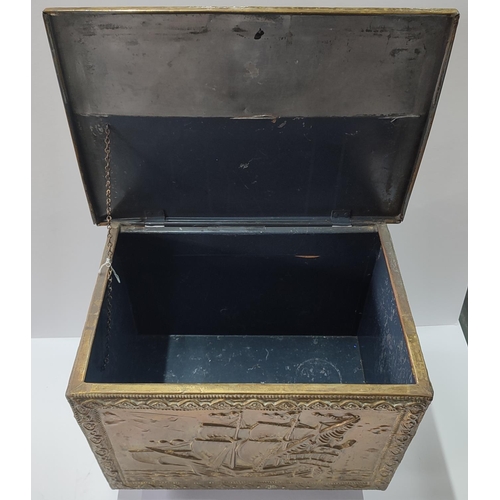 298 - Brass coal box together with various brass items (Qty)