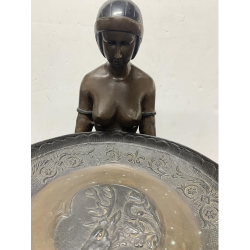 332 - Heavy Style Nude Large Art Deco, Bronze Lady With Serving Tray And Marble Stand

13.8kg
56cm High