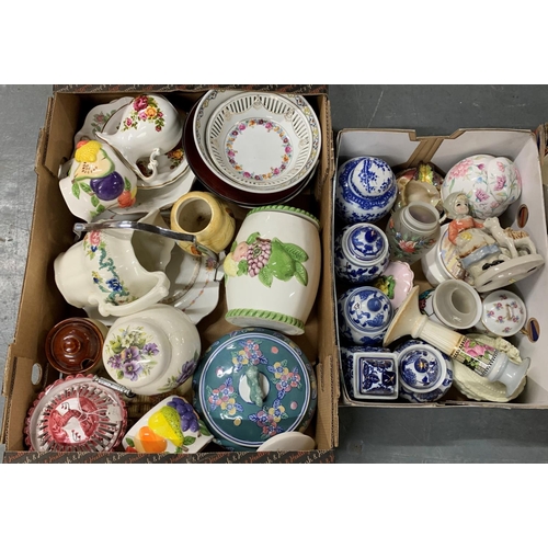 386 - 3 Boxes Of Ceramics Including Blue And White