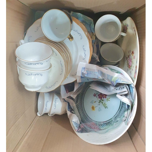 394 - Five boxes of antique and retro ceramic dinner and tea services including tureens etc (Qty)