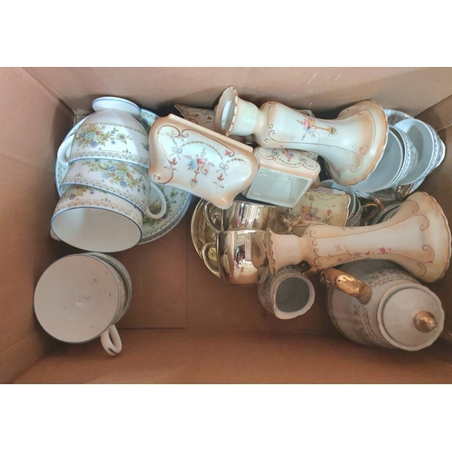 394 - Five boxes of antique and retro ceramic dinner and tea services including tureens etc (Qty)