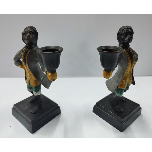 222 - Pair of vintage cold painted bronze candle holders in the form of apes (2)

17.5cm high each