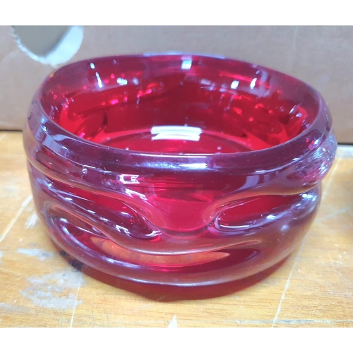 367 - Whitefriers bubble glass ashtray together with a red Whitefriers ashtray/small bowl (2)