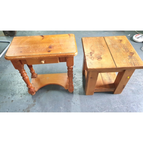 415 - Small solid Oak side table together with a small Pine console table (2)