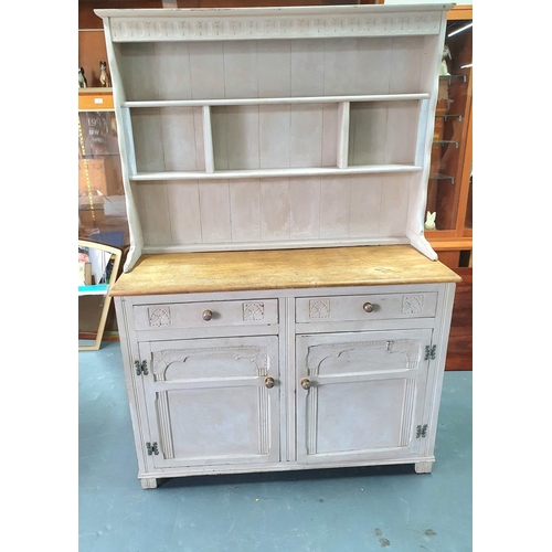 416 - Shabby chic painted Pine Welsh dresser