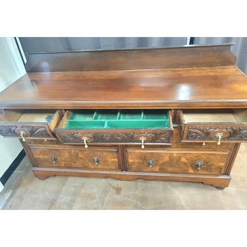 426 - Fine quality carved drawers and Walnut veneered antique sideboard