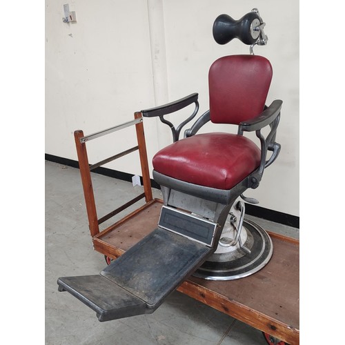 342A - Antique Sterling dental chair C.1920's, can also be used as a barbers chair