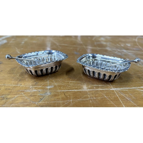 6 - Pair of antique silver salts with silver spoons